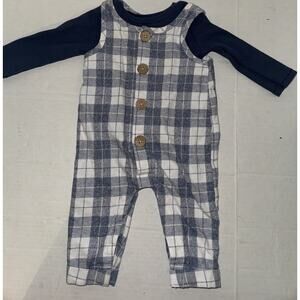 Boys 3-6 Months Mud Pie Blue Plaid longalls with shirt set